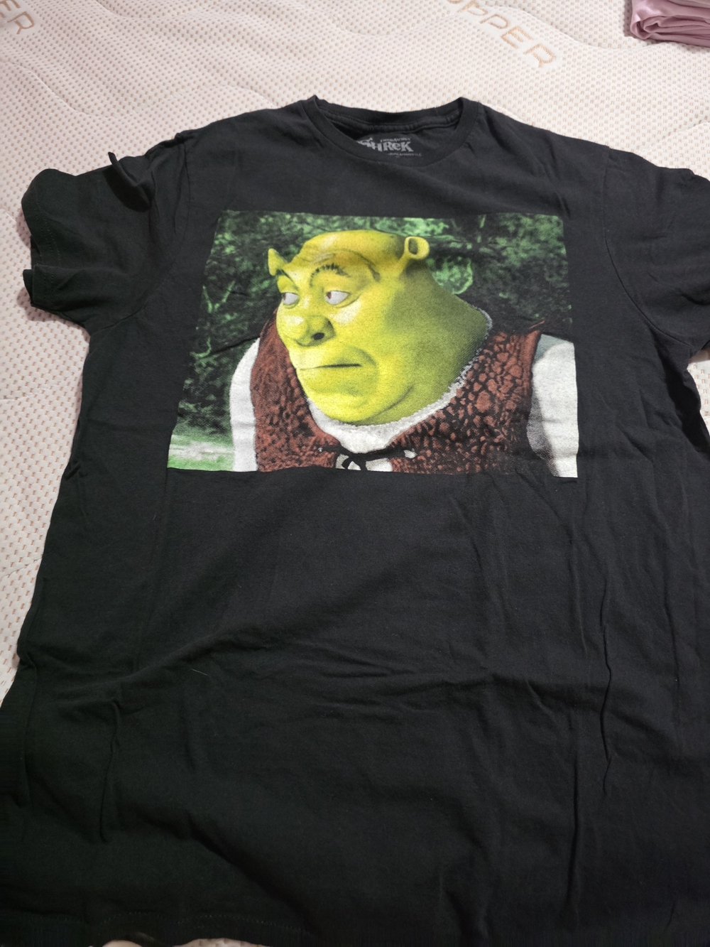 Black Shrek Graphic Tee with Colorful Print